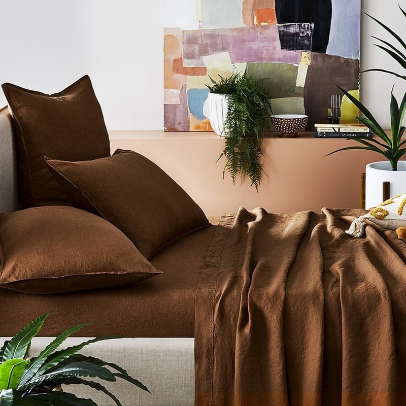 Vintage Washed Linen Tobacco Sheet Separates