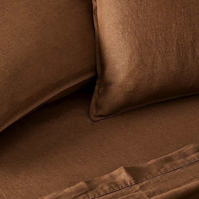 Vintage Washed Linen Tobacco Sheet Separates