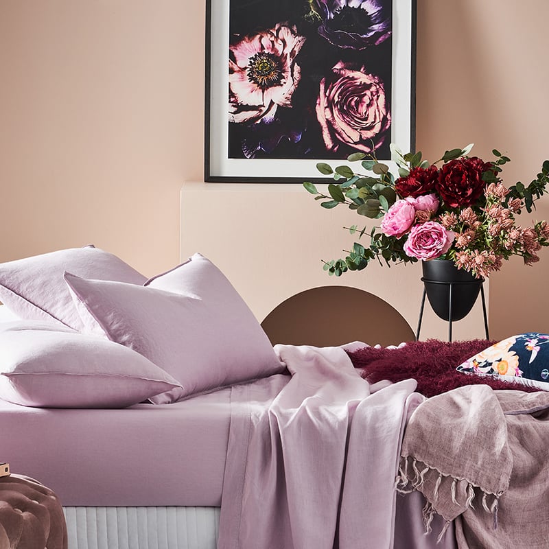 Vintage Washed Linen Sheet Separates in Violet