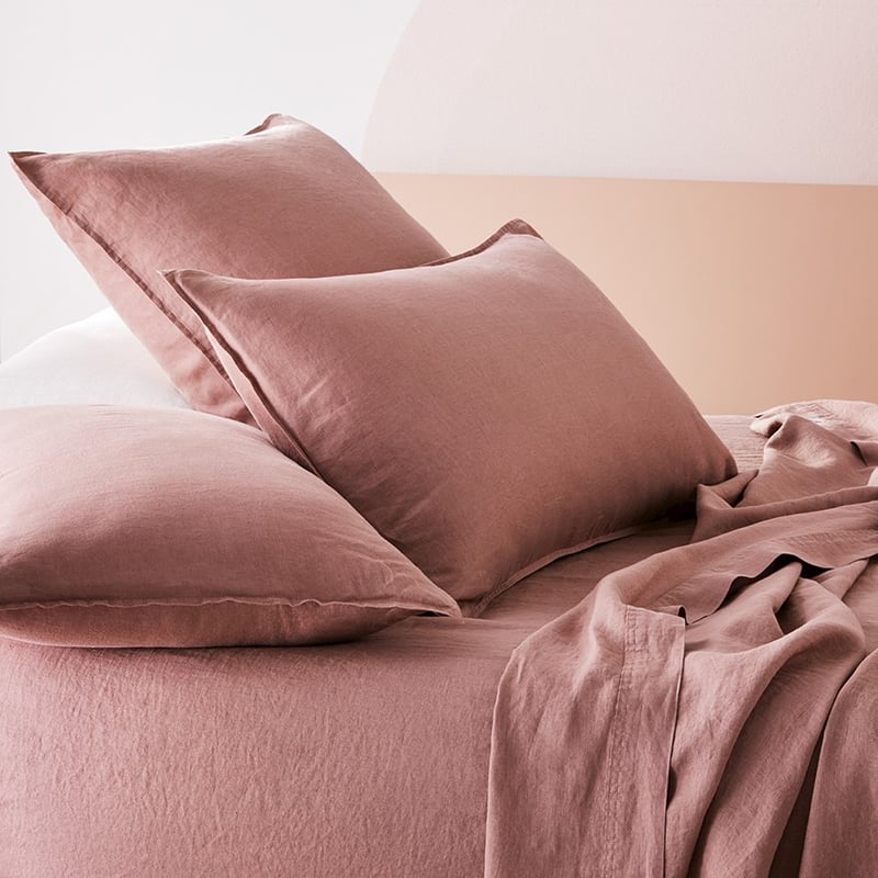 Vintage Washed Linen Rose Sheet Separates