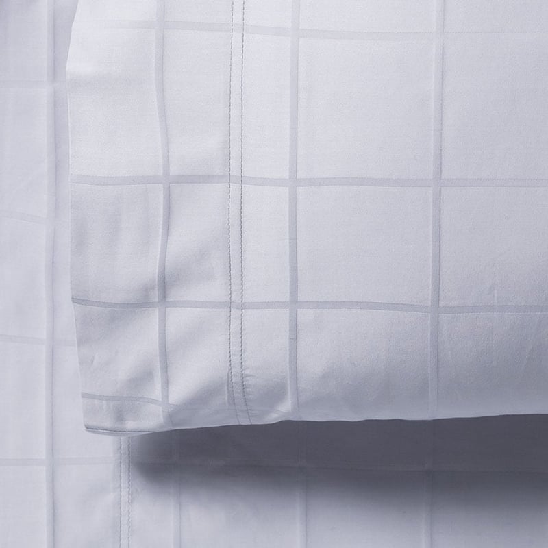 Gramercy Grid 1000TC Bedlinen Super Queen Grey Dawn Sheet Set