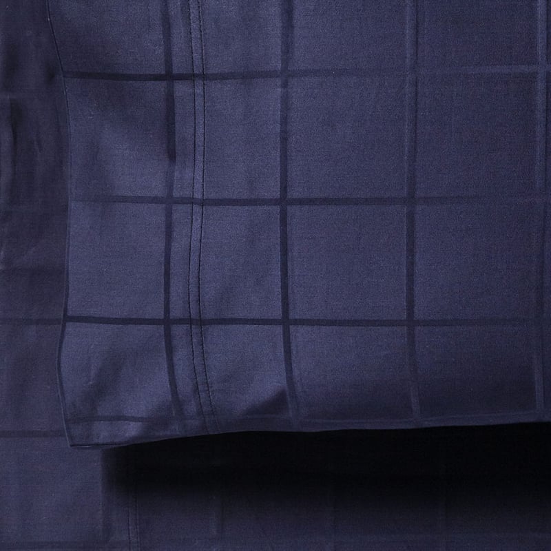 Gramercy Grid 1000TC Bedlinen Super King Midnight Sheet Set