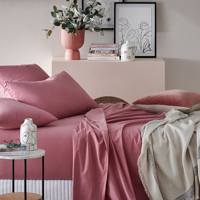 Stonewashed Cotton Berry Sheet Separates