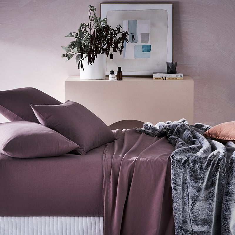 Stonewashed Cotton Mauve Sheet Separates