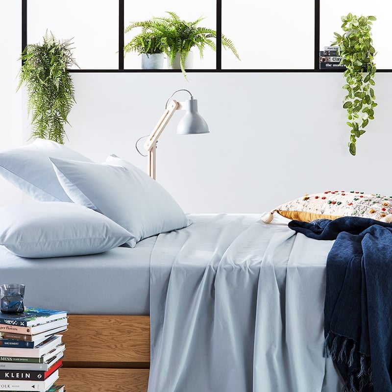 Stonewashed Cotton Powder Blue Sheet Separates