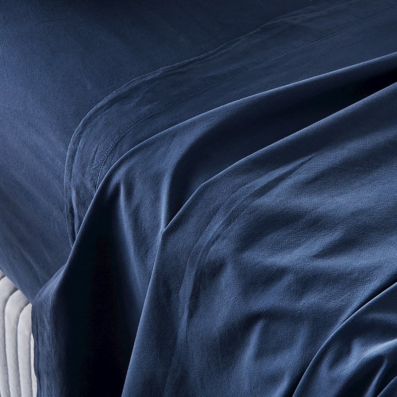 Stonewashed Cotton Sheet Separates China Blue