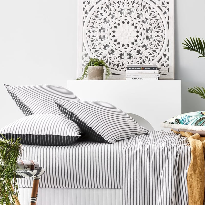 Stonewashed Printed Cotton Black Stripe Sheet Separates