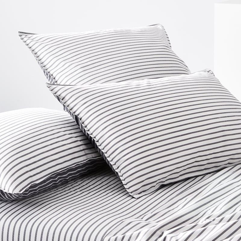 Stonewashed Printed Cotton Black Stripe Sheet Separates