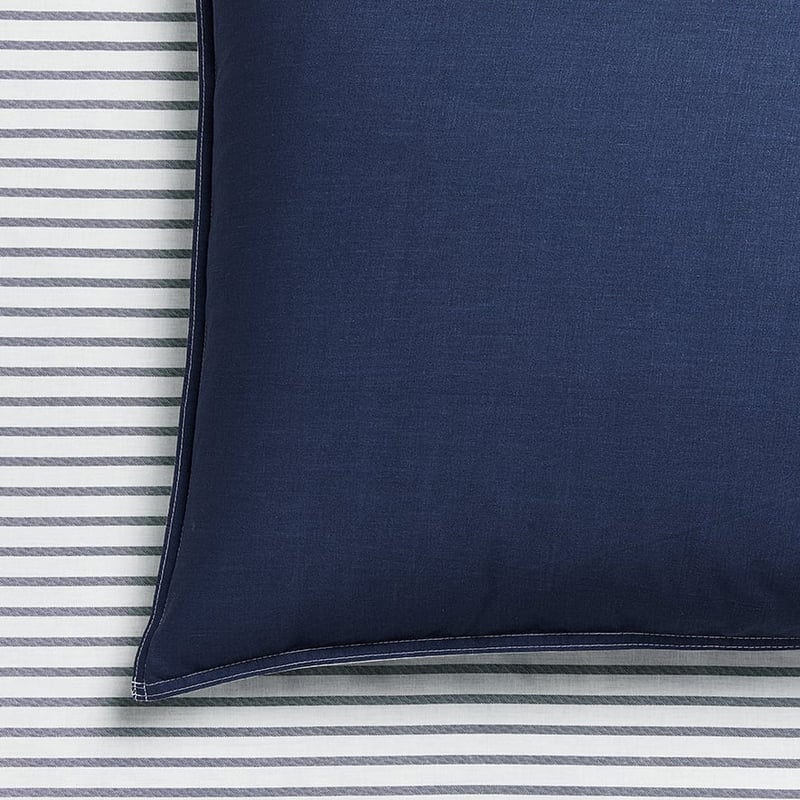 Stonewashed Printed Cotton China Blue Stripe Sheet Separates