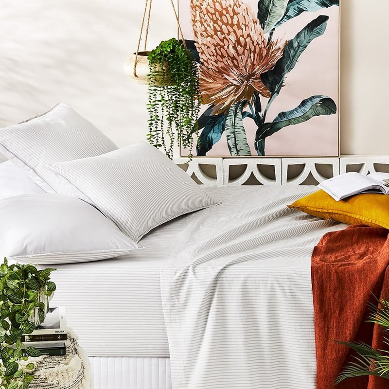 Stonewashed Printed Cotton Cloud Stripe Sheet Separates