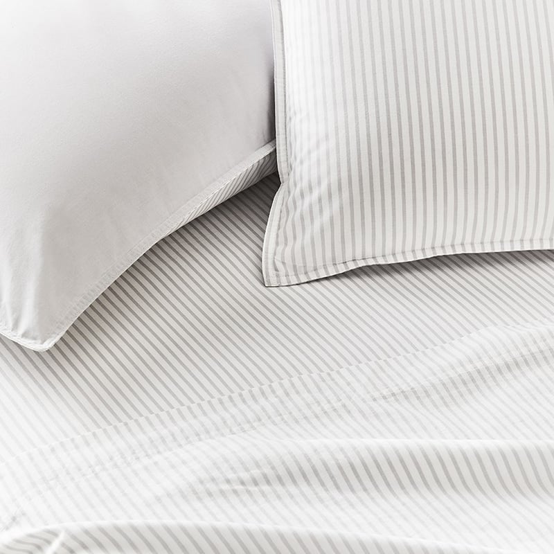 Stonewashed Printed Cotton Cloud Stripe Sheet Separates