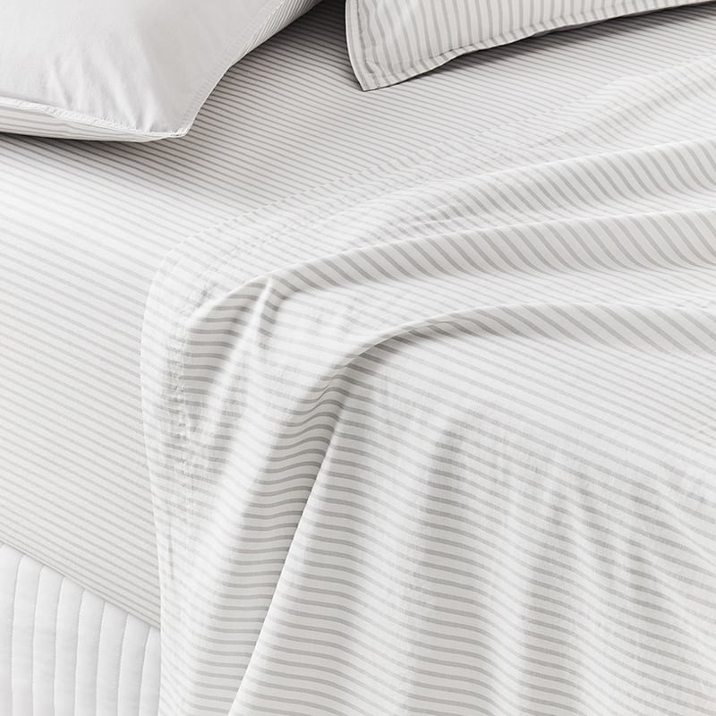 Stonewashed Printed Cotton Cloud Stripe Sheet Separates