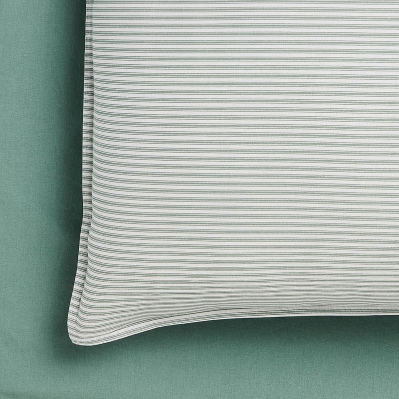 Stonewashed Printed Cotton Greenery Stripe Sheet Separates