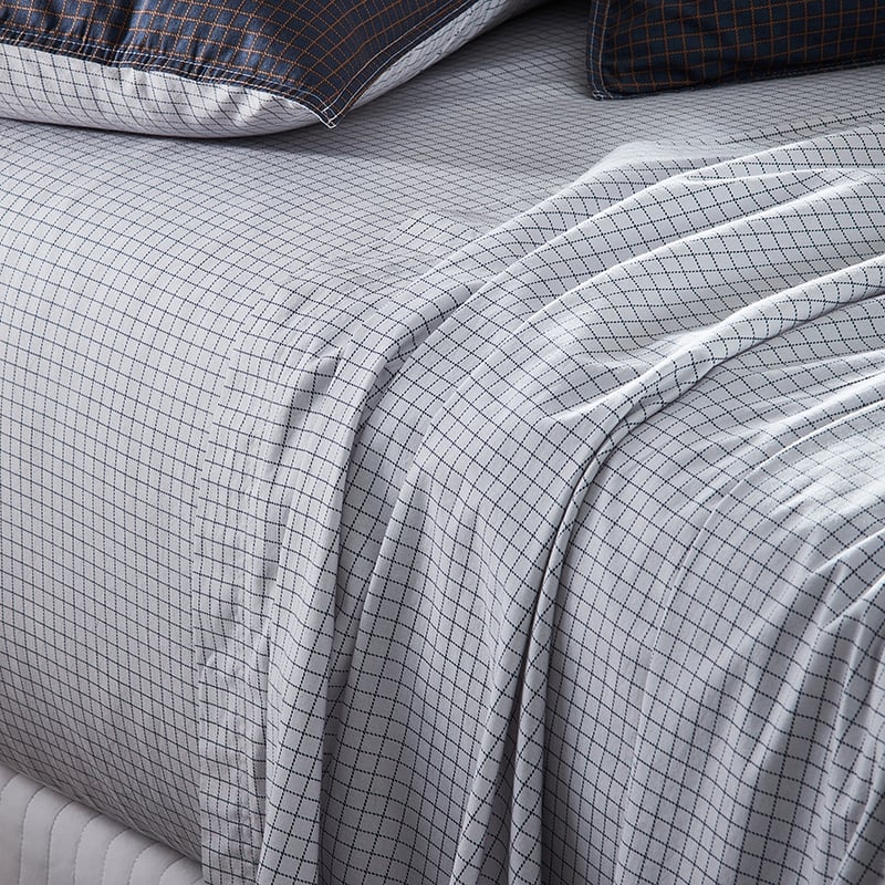 Stonewashed Printed Cotton Ink Grid Sheet Separates