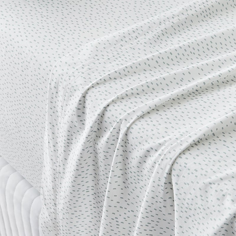 Stonewashed Printed Cotton Powder Blue Spot Sheet Separates