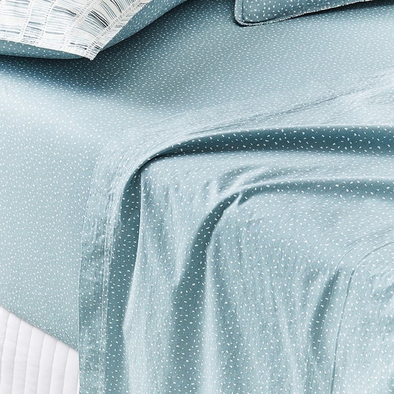 Stonewashed Printed Cotton Sage Fleck Sheet Separates