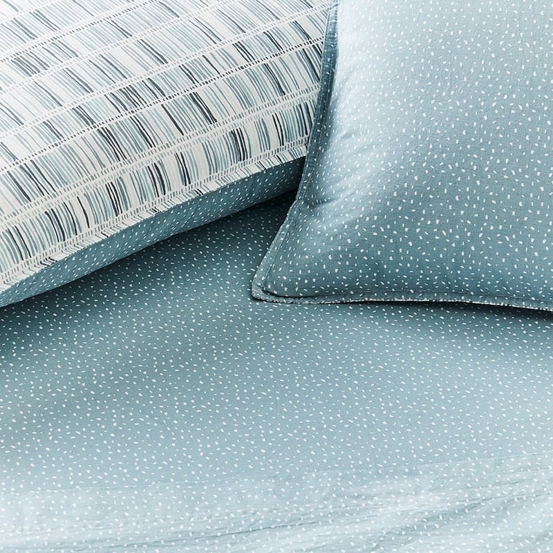 Stonewashed Printed Cotton Sage Fleck Sheet Separates