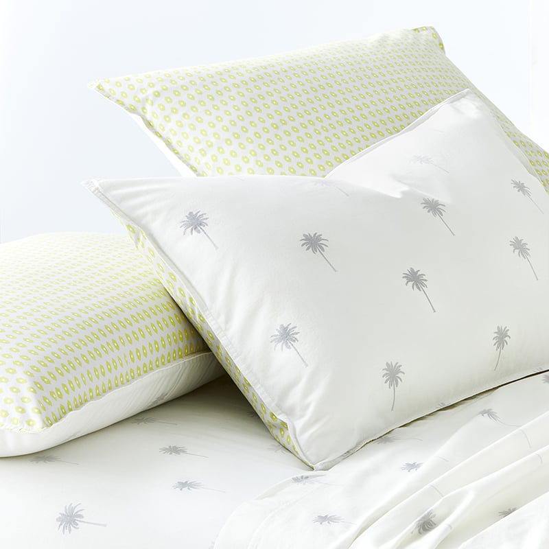 Stonewashed Printed Cotton Palm Silver Sheet Separates