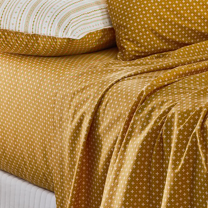 Stonewashed Printed Cotton Spice Henna Sheet Separates