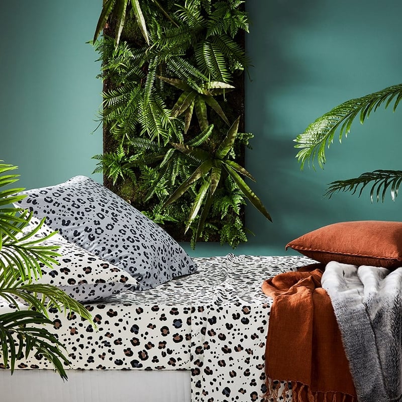 Stonewashed Printed Cotton Grey Leopard Sheet Separates