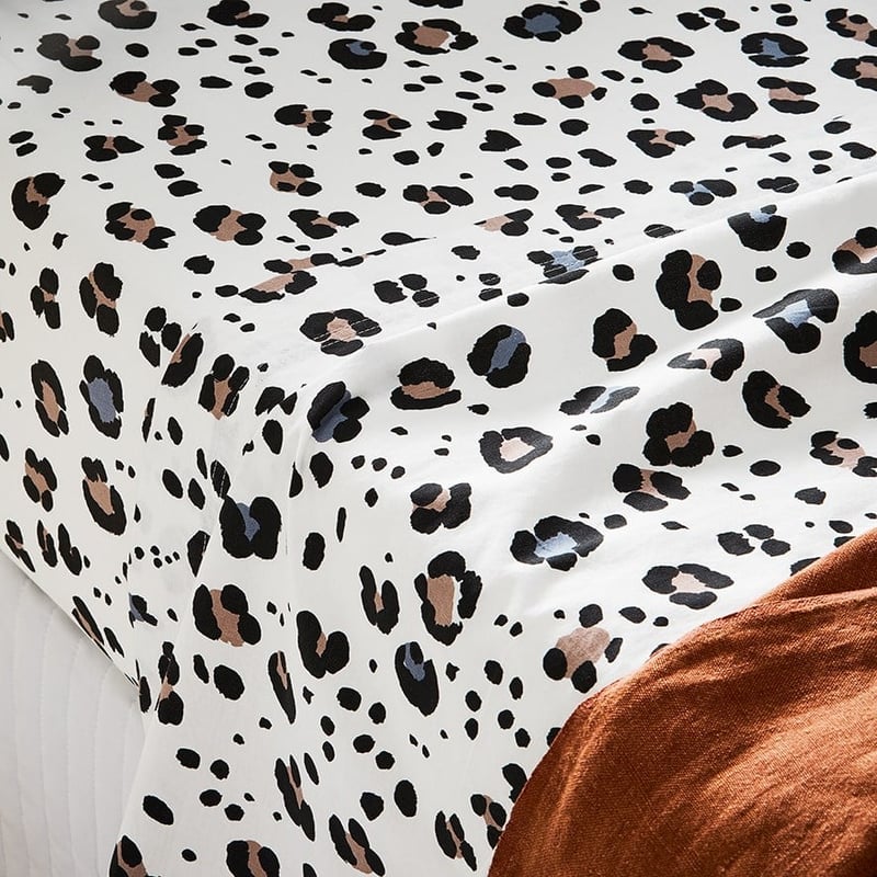 Stonewashed Printed Cotton Grey Leopard Sheet Separates