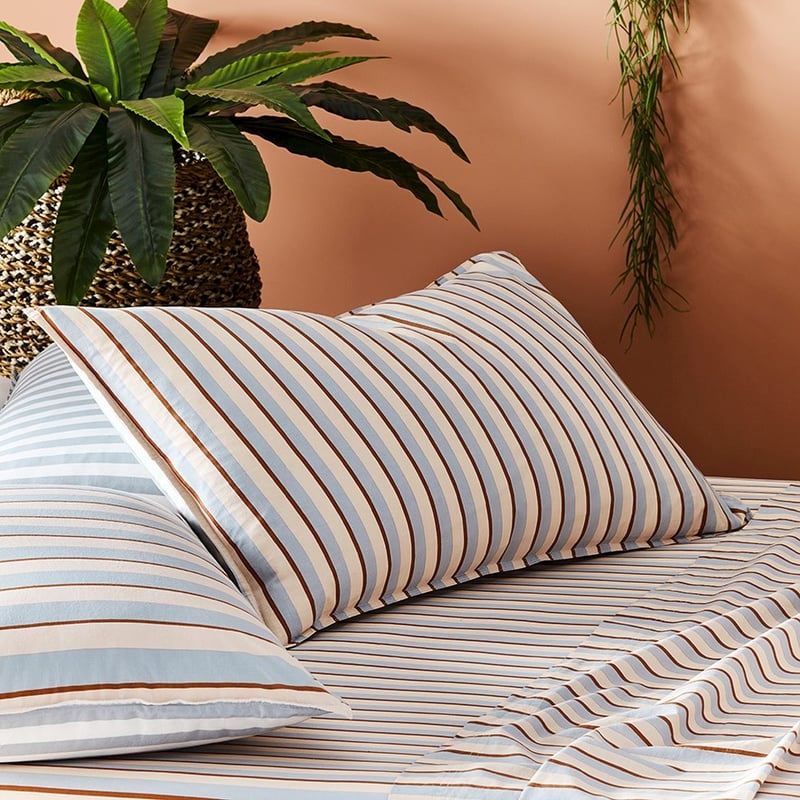 Stonewashed Printed Cotton Grey Stripe Sheet Separates