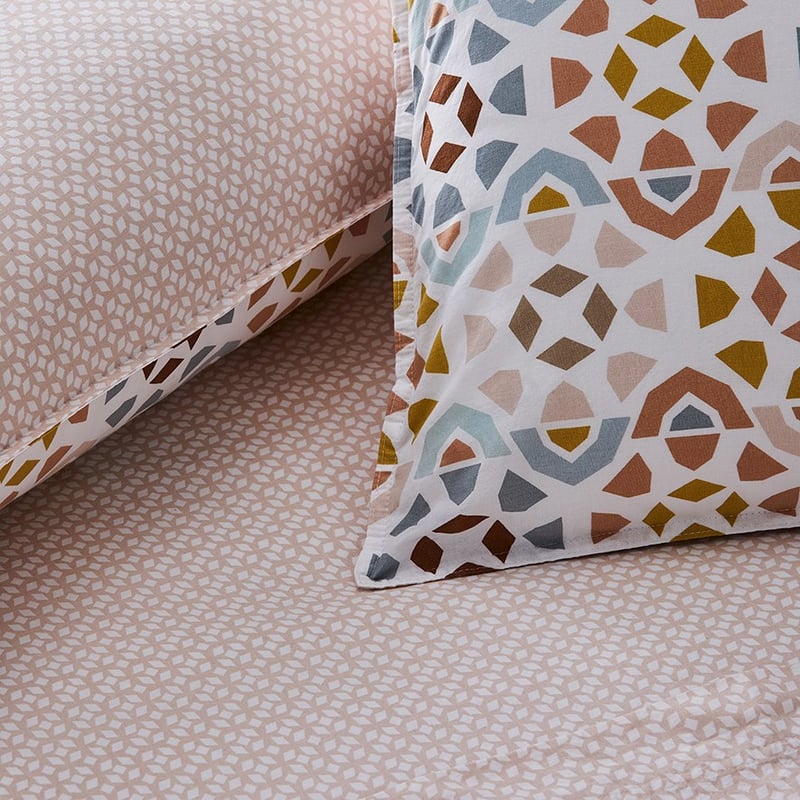 Stonewashed Printed Cotton Moroccan Geo Sheet Separates