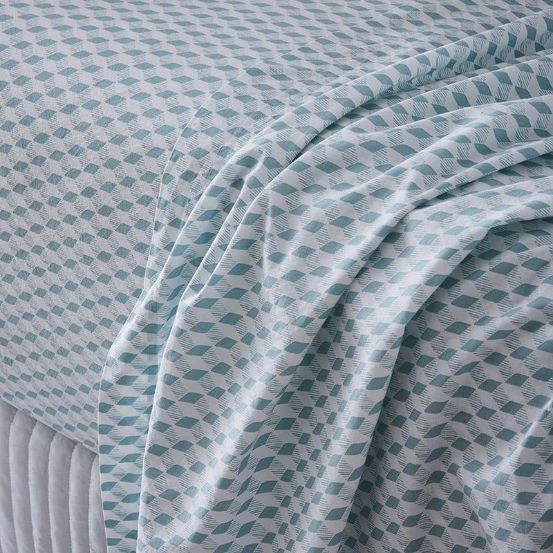 Stonewashed Printed Cotton Retro Chevron Sheet Separates