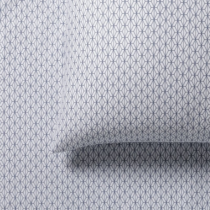 HR Geo Quilted Flannelette W18 King Blue Quilt Cover Set