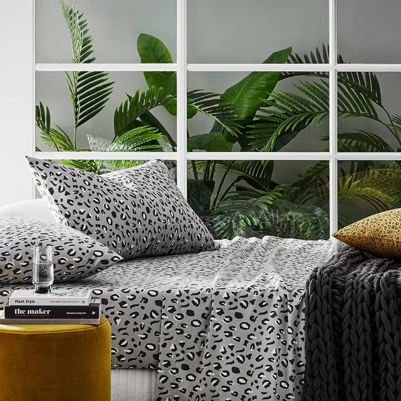 Novelty Printed Grey Leopard Sheet Set