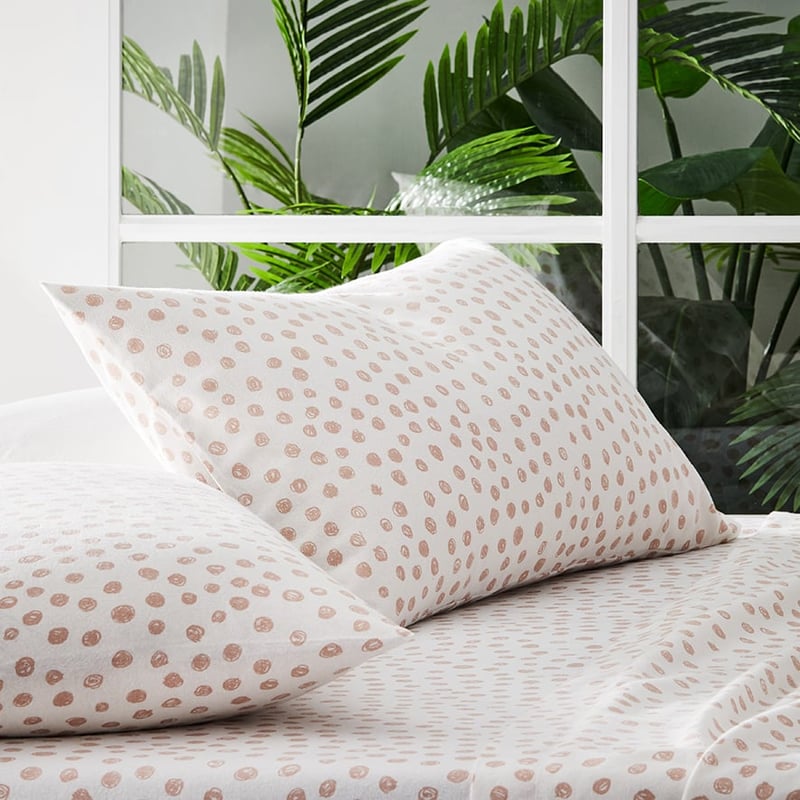 Novelty Printed Pink Spot Flannelette Sheet Set