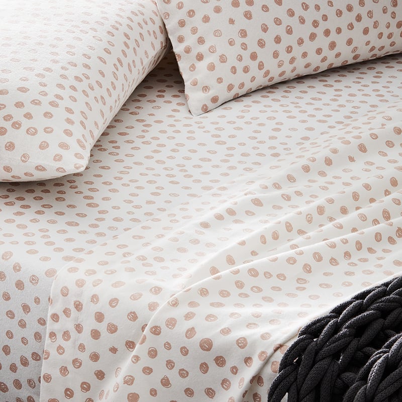 Novelty Printed Pink Spot Flannelette Sheet Set