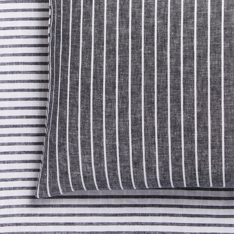 Vintage Washed Linen Cotton Indigo Stripe Sheet Separates