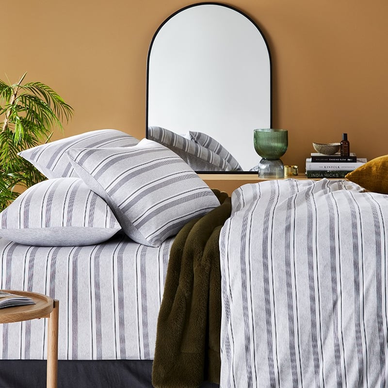 Bamboo Cotton Jersey Grey Stripe Sheet Separates