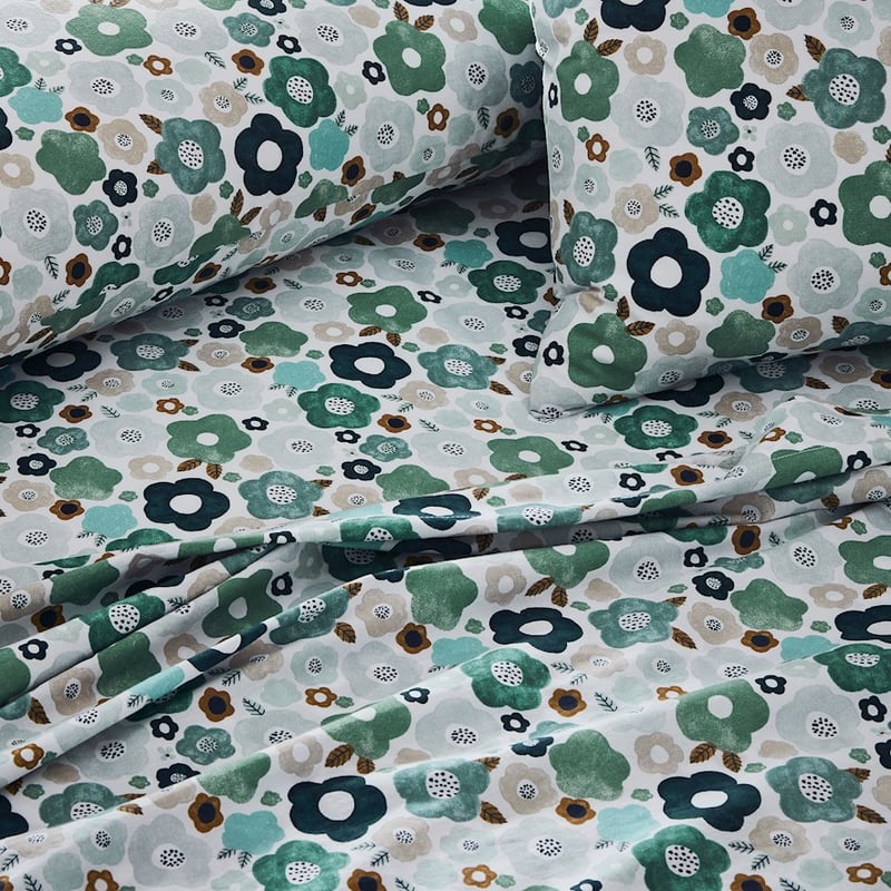 Printed Evergreen Floral Sheet Set