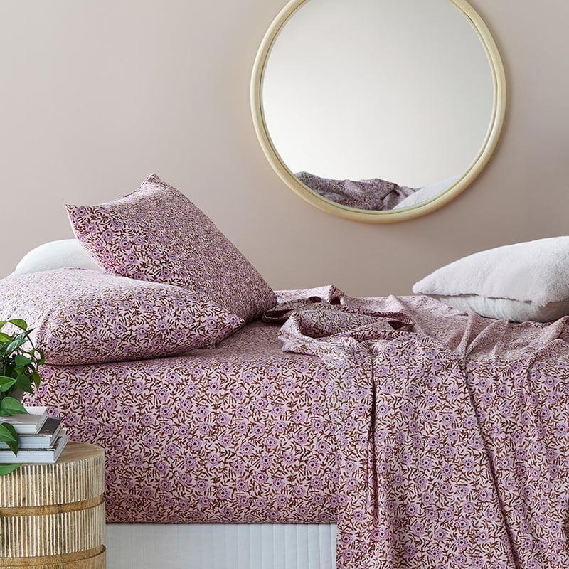 Printed Mauve Poppy Sheet Set  