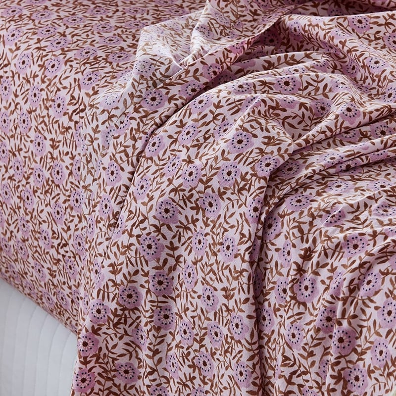 Printed Mauve Poppy Sheet Set  