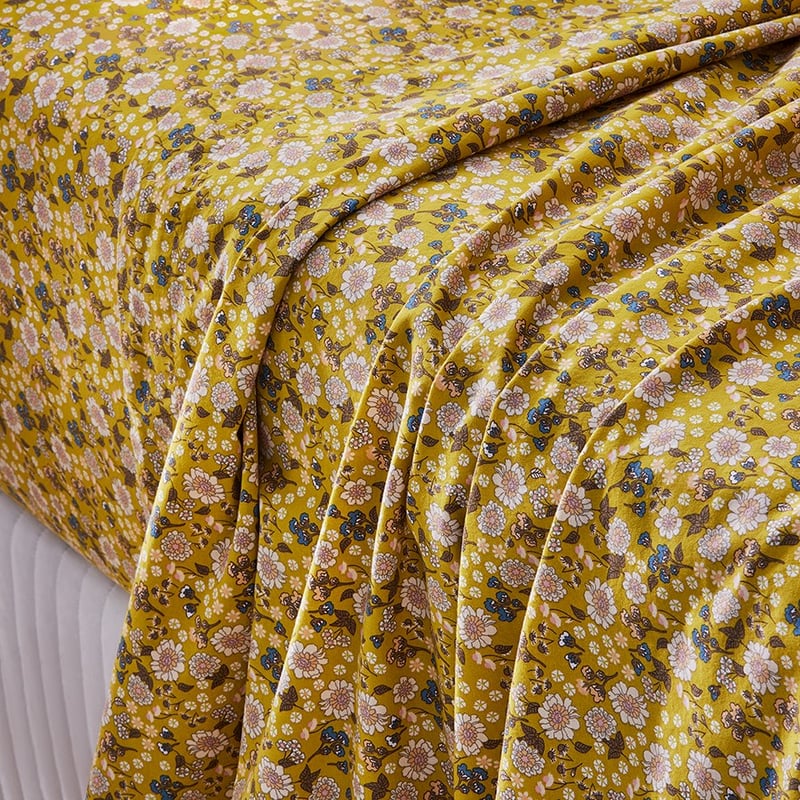 Printed Mustard Floral Sheet Set