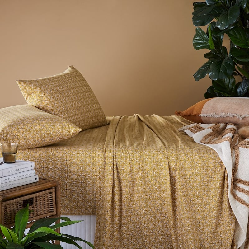 Printed Mustard Tile Sheet Set