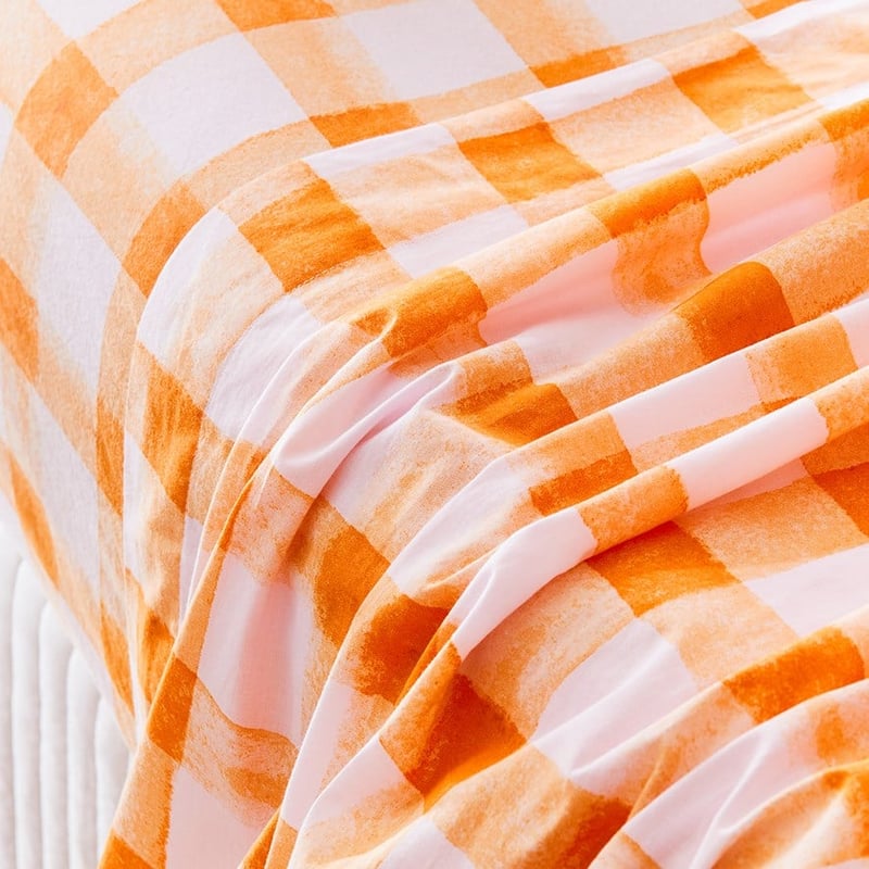 Printed Orange Check Sheet Set