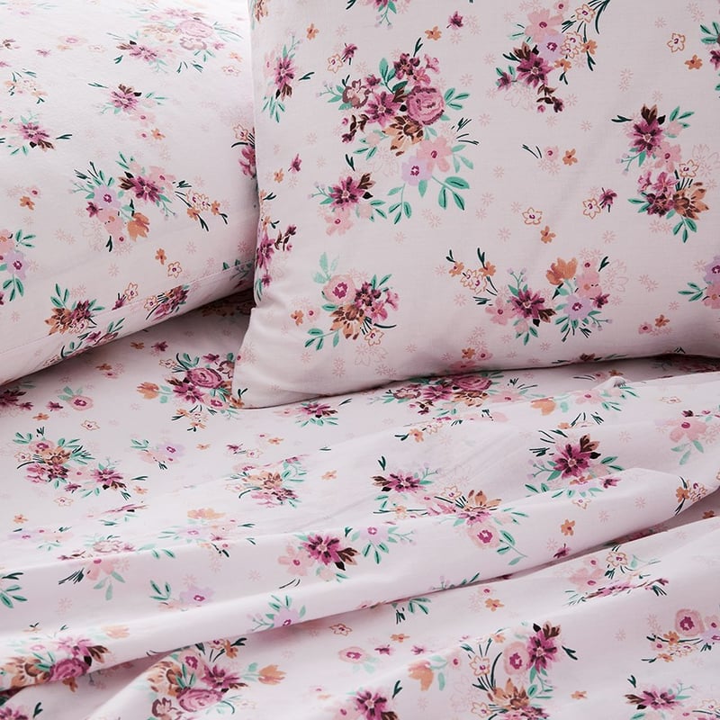 Printed Pink Bouquet Sheet Set  