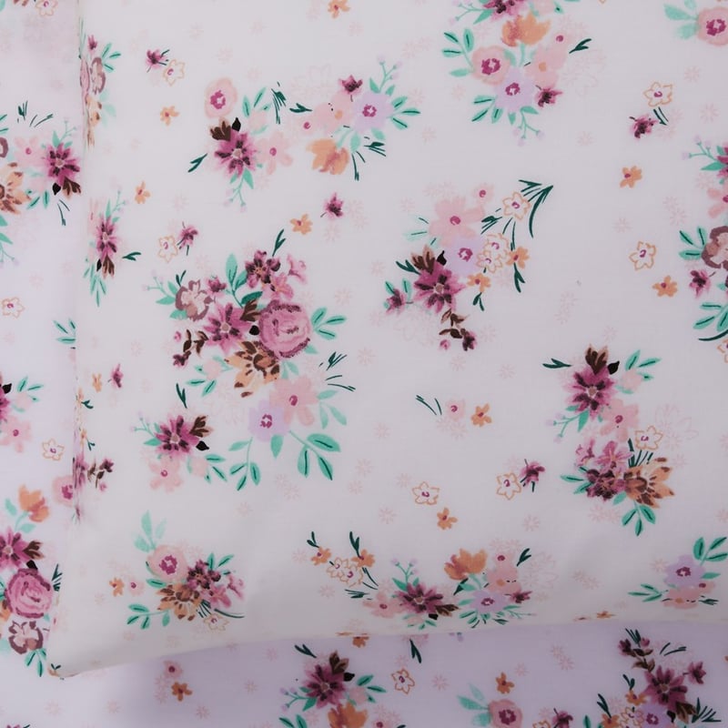 Printed Pink Bouquet Sheet Set  