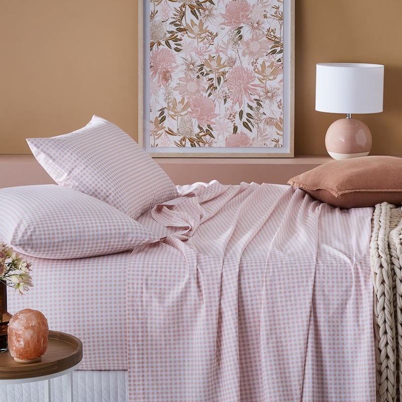 Printed Rose Gingham Sheet Set