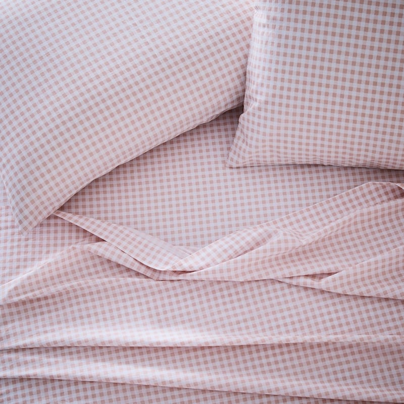 Printed Rose Gingham Sheet Set