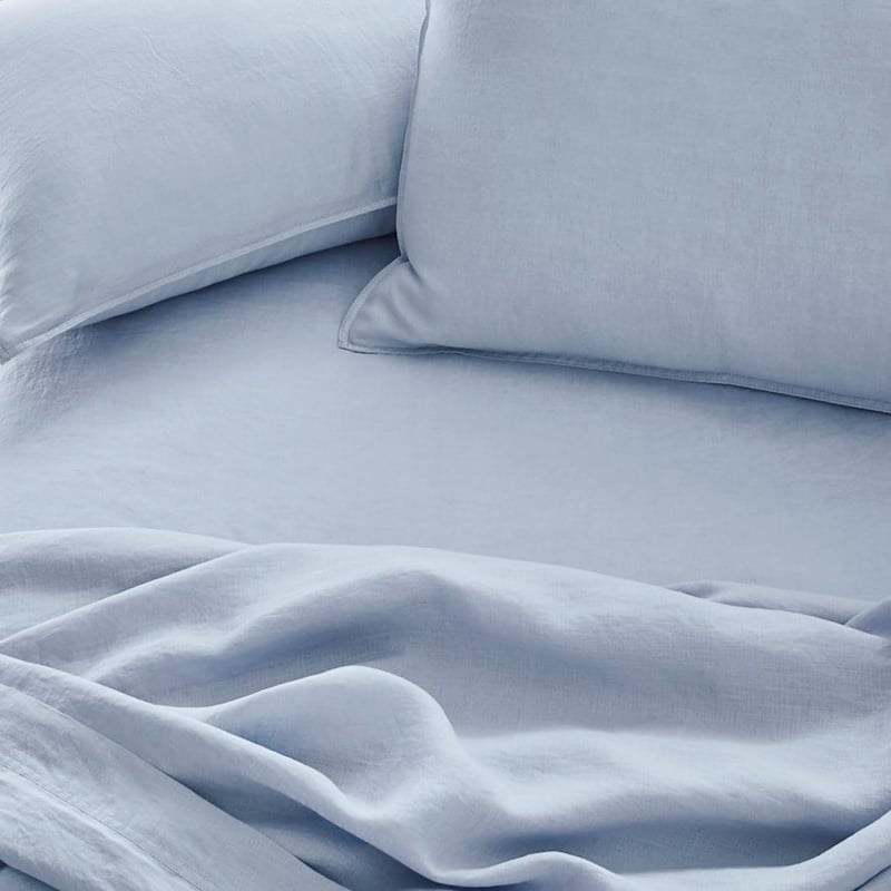 Vintage Washed Linen Dusty Blue Sheet Separates