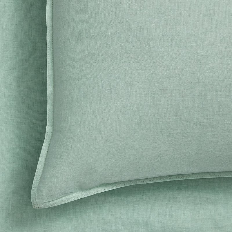 Vintage Washed Linen Dusty Mint Check Sheet Separates 