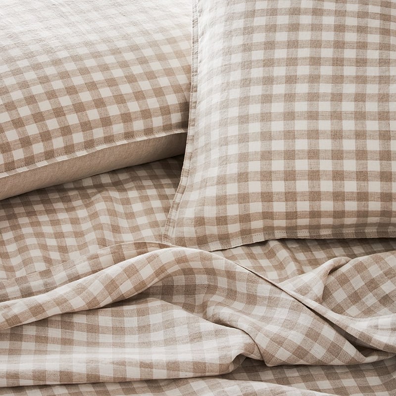 Vintage Washed Linen Linen Check Sheet Separates