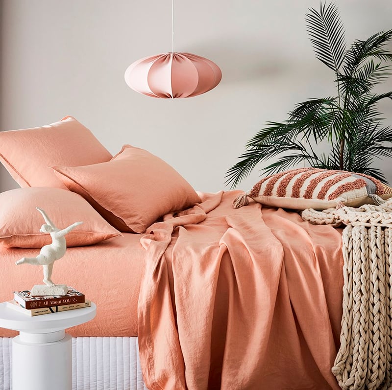 Vintage Washed Linen Pink Salt Sheet Separates