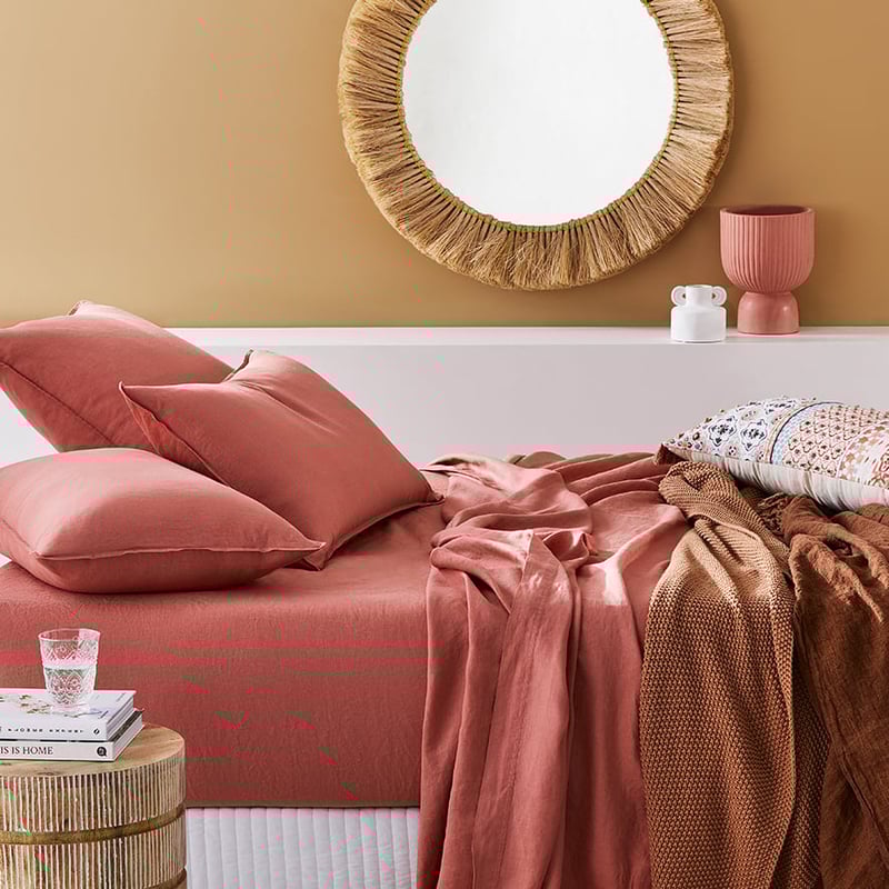 Vintage Washed Linen Rouge Sheet Separates
