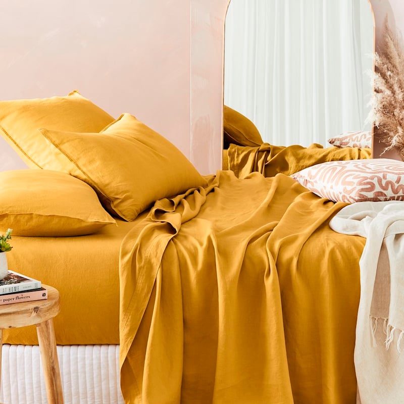 Vintage Washed Linen Chai Sheet Set